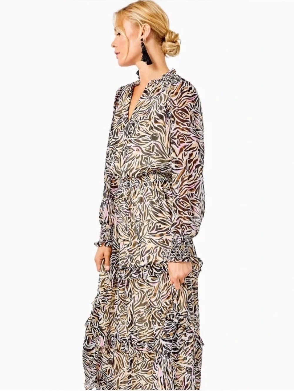 Lilly Pulitzer Multi-Color Tiered Midi Dress